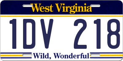 WV license plate 1DV218