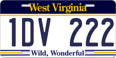 WV license plate 1DV222