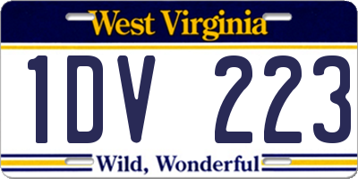 WV license plate 1DV223