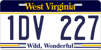 WV license plate 1DV227