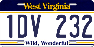 WV license plate 1DV232