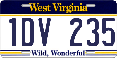 WV license plate 1DV235