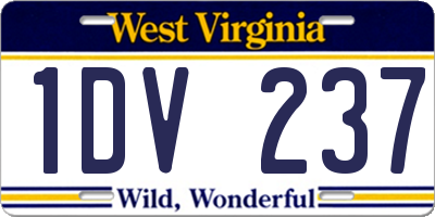 WV license plate 1DV237