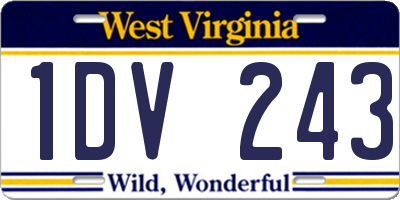 WV license plate 1DV243