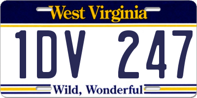 WV license plate 1DV247
