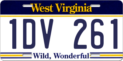 WV license plate 1DV261
