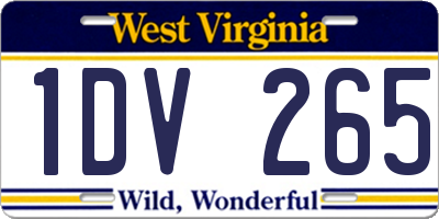 WV license plate 1DV265