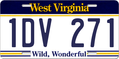 WV license plate 1DV271