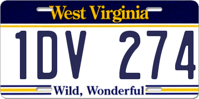 WV license plate 1DV274
