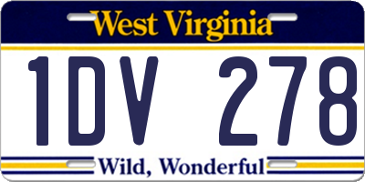 WV license plate 1DV278