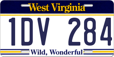 WV license plate 1DV284