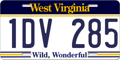 WV license plate 1DV285