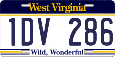 WV license plate 1DV286
