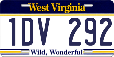 WV license plate 1DV292