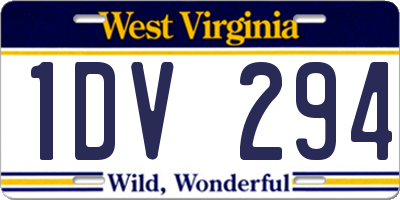 WV license plate 1DV294