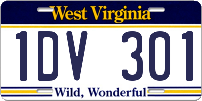 WV license plate 1DV301