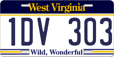 WV license plate 1DV303