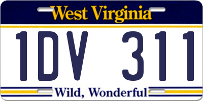 WV license plate 1DV311