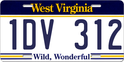 WV license plate 1DV312