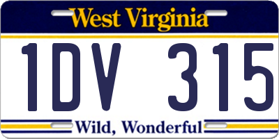 WV license plate 1DV315