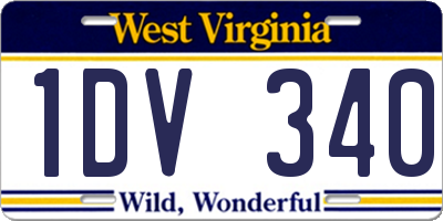 WV license plate 1DV340