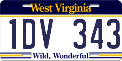 WV license plate 1DV343