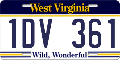 WV license plate 1DV361