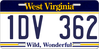 WV license plate 1DV362