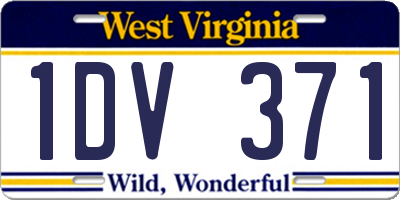 WV license plate 1DV371