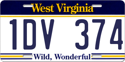 WV license plate 1DV374