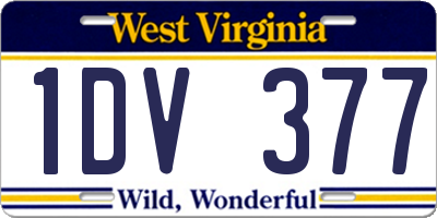 WV license plate 1DV377