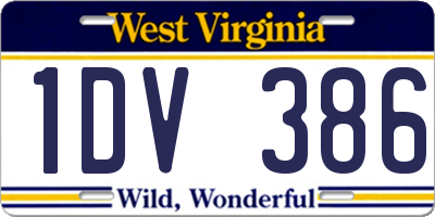 WV license plate 1DV386