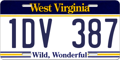WV license plate 1DV387
