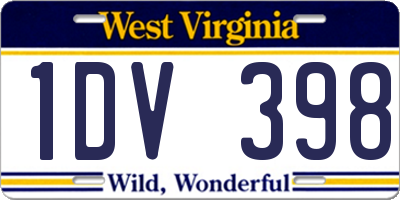 WV license plate 1DV398