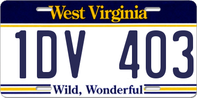 WV license plate 1DV403