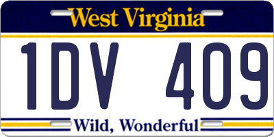 WV license plate 1DV409
