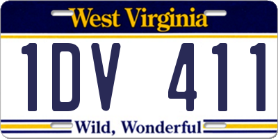 WV license plate 1DV411