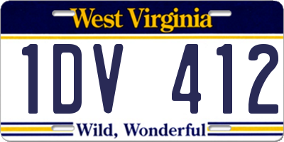 WV license plate 1DV412
