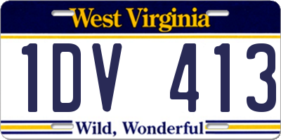 WV license plate 1DV413