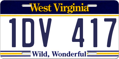 WV license plate 1DV417