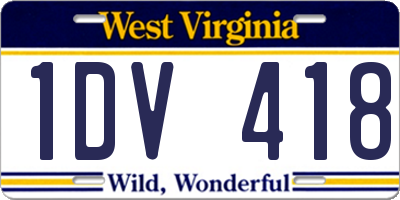 WV license plate 1DV418