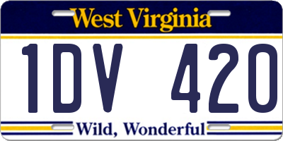 WV license plate 1DV420