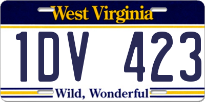 WV license plate 1DV423