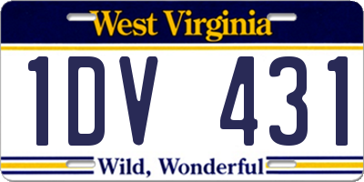 WV license plate 1DV431