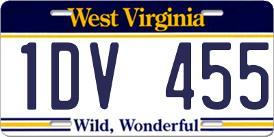 WV license plate 1DV455