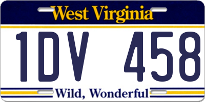 WV license plate 1DV458