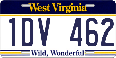 WV license plate 1DV462