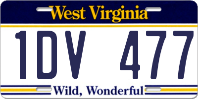 WV license plate 1DV477