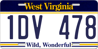 WV license plate 1DV478