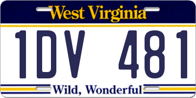 WV license plate 1DV481